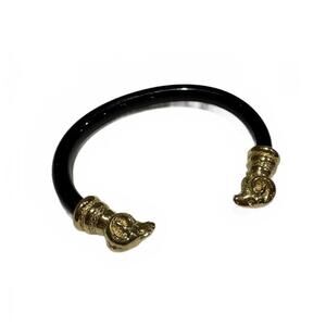 Black and Gold Ram Head Cuff Bracelet